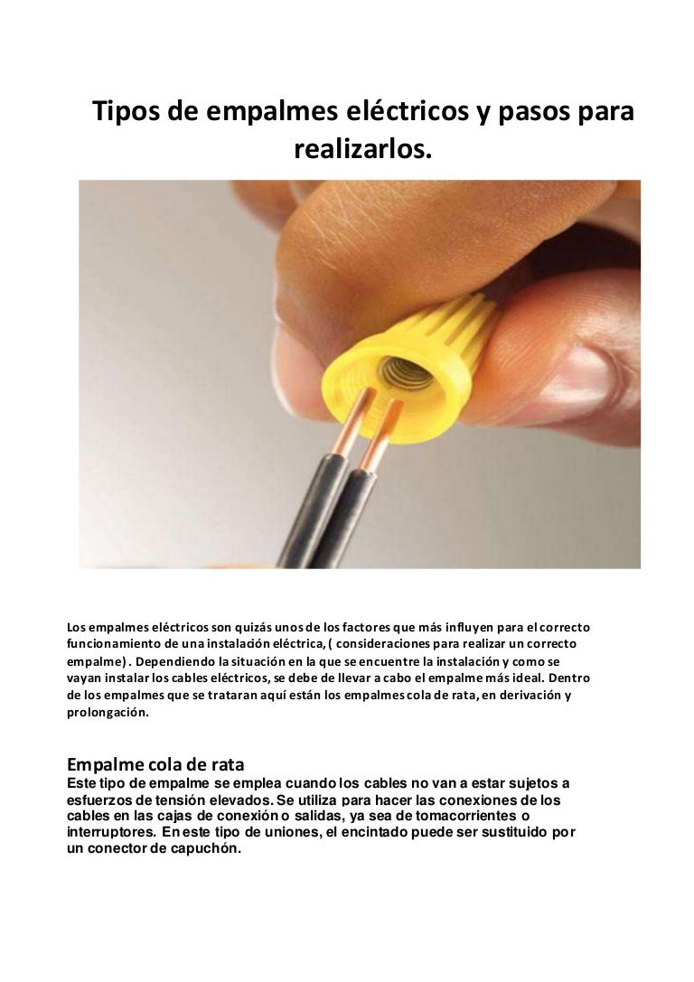 Tipos de empalmes eléctricos y pasos