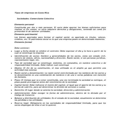 Tipos de empresas en Costa Rica
