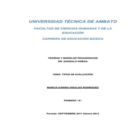 Tipos  de evaluacion