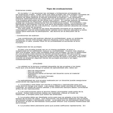 Tipos de evaluaciones