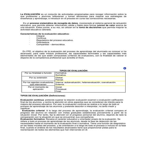 Tipos de evaluacion jipson