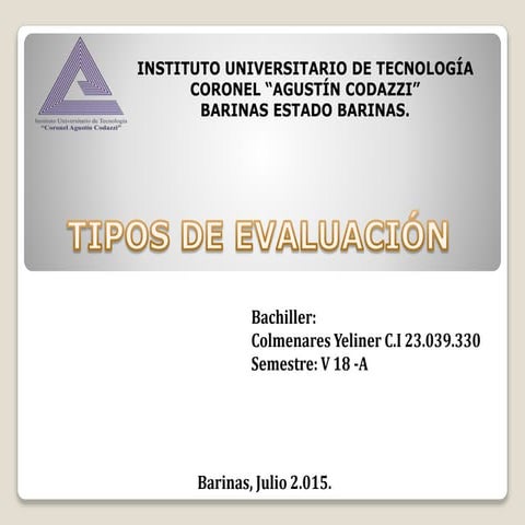 Tipos de evaluacion yeliner