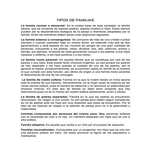 Tipos de familias