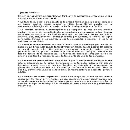 Tipos de familias
