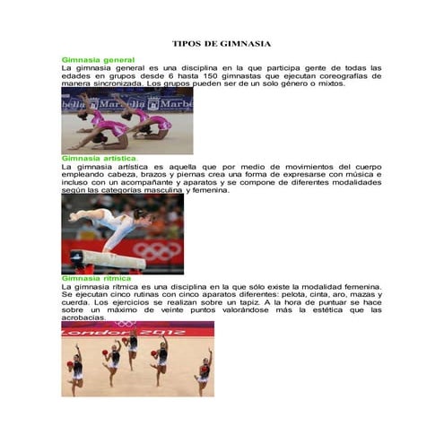 Tipos de gimnasia