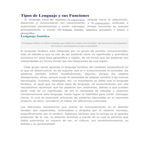Tipos de lenguaje y sus funciones