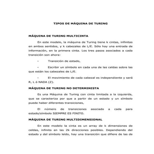 Tipos de maquina de turing