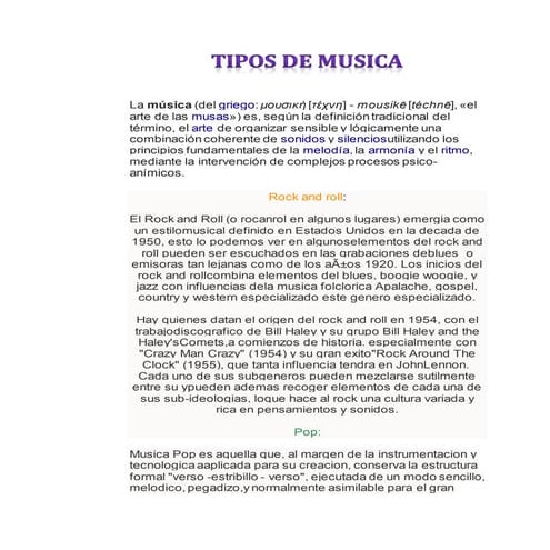 Tipos de musica