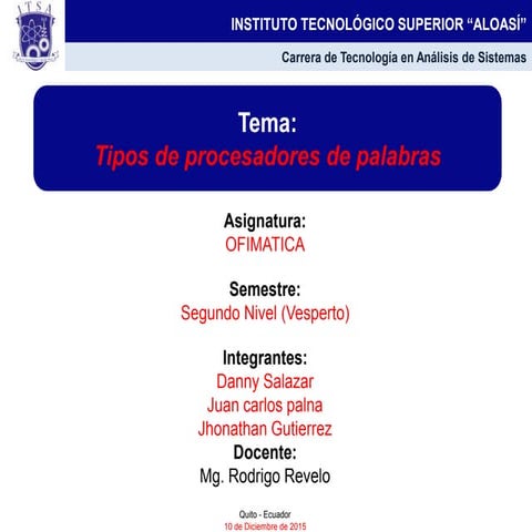 Tipos de procesadores de palabras