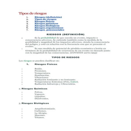 Tipos de riesgos