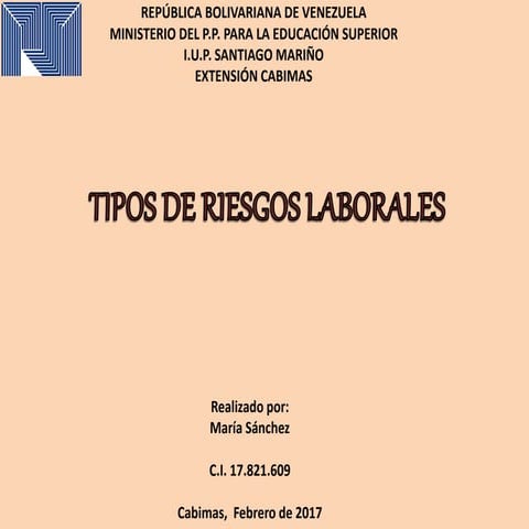 Tipos de riesgos laborales Maria Sanchez