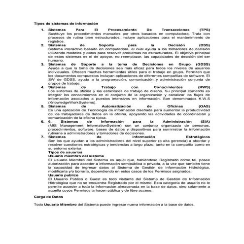 Tipos de sistemas de información