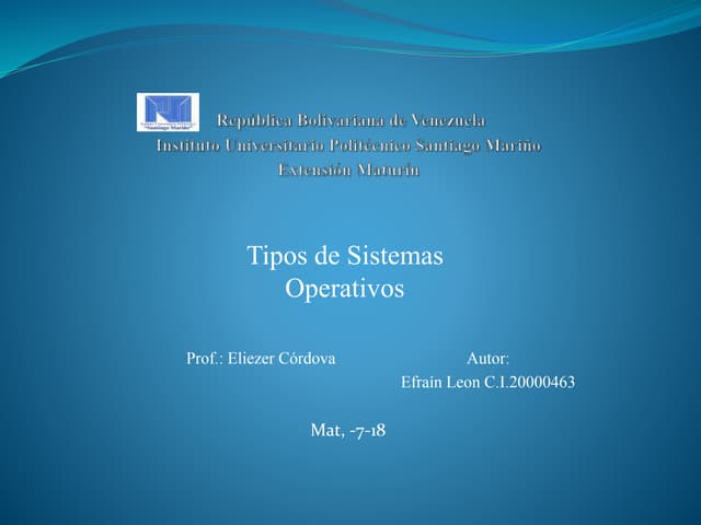 Tipos de sistemas operativos