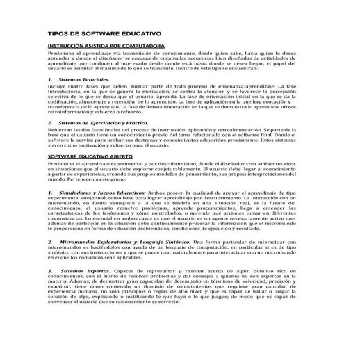 Tipos de software educativo