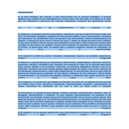 Tipos de temperamento | PDF
