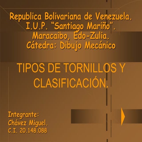 Tipos de tornillos y clasificación