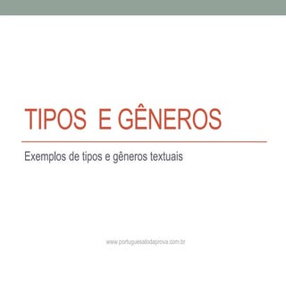 Tipos e gêneros textuais