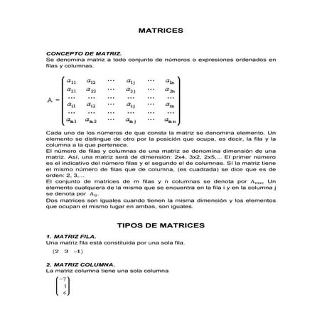 TIPOS DE MATRICES 