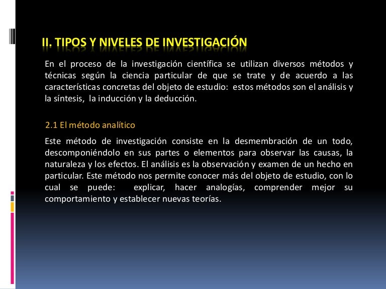 Tipos y niveles de investigacion