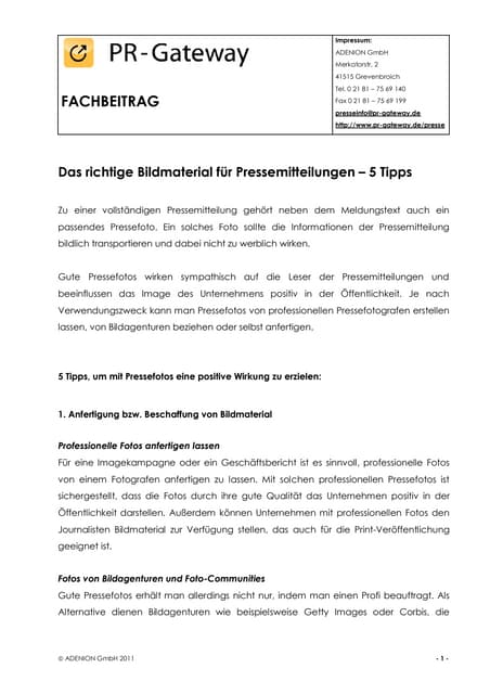 Das richtige Bildmaterial für Press...
