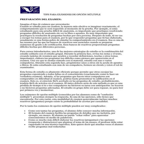 Tips, consejos para preparar un exámen