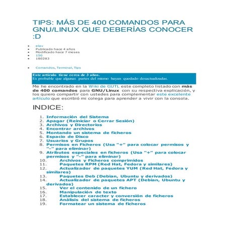 MÁS DE 400 COMANDOS PARA GNU/LINUX QUE DEBERÍAS CONOCER
