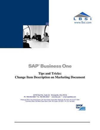SAP Business One Tips and tricks: change item description on a marketing docu...