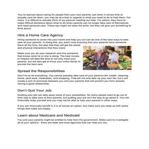 Tips for caring for aging parents