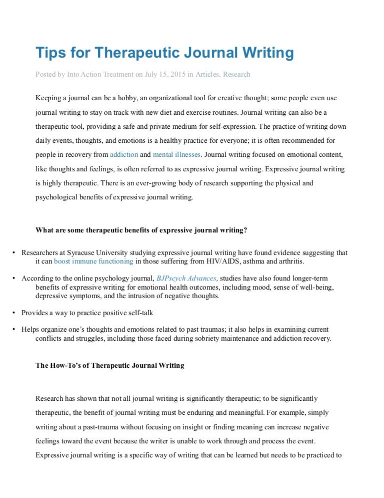 Tips for therapeutic journal writing