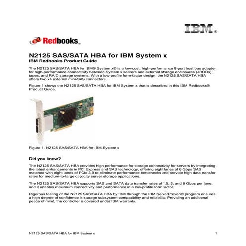 N2125 SAS/SATA HBA for IBM System x