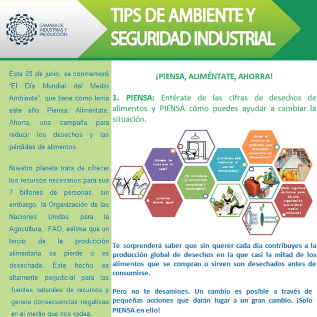Tips de ambiente y seguridad industrial junio
