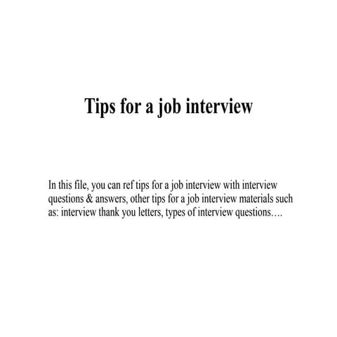 Tips for a job interview