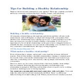 Tips for building a Healthy relationship
