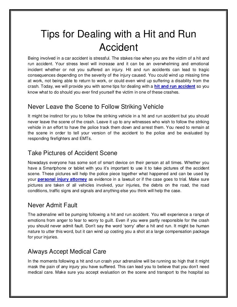 Tips for dealing with a hit and run accident