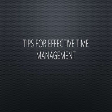 Tips for effective time management