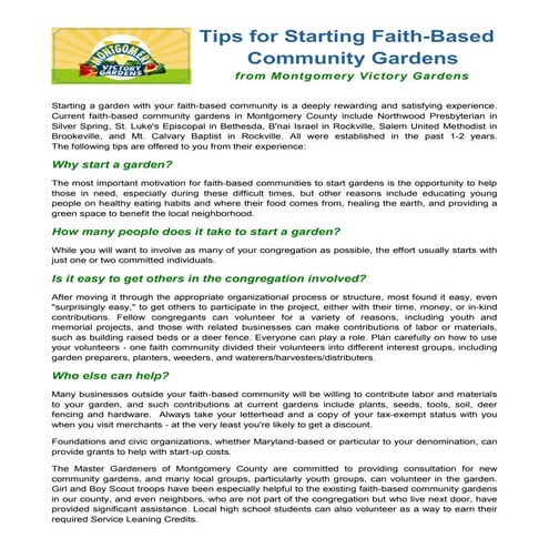 Tips for Starting Faith-Based Community Gardens | PDF