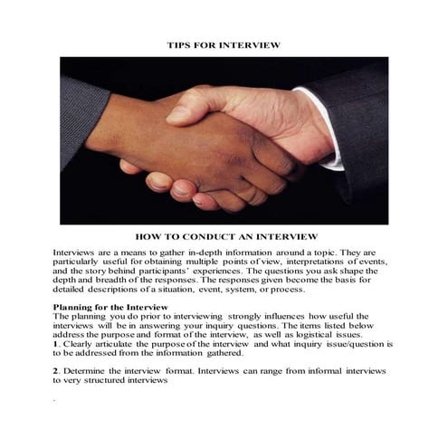 Tips for interview