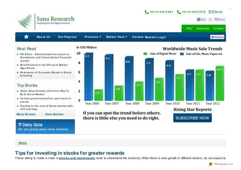 Tips for investing in stocks for greater rewards