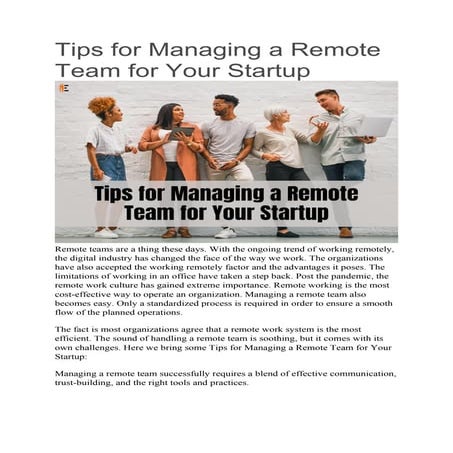 Top 10 Tips for Managing a Remote Team for Your Startup| The Entrepreneur Review