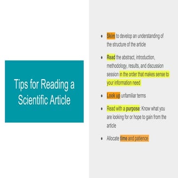 Tips for Reading a Scientific Article