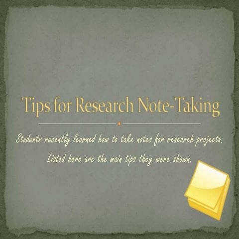 Tips for research note taking | PPT