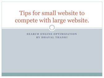 SEO Tip for Small Websites