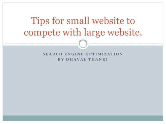 SEO Tip for Small Websites