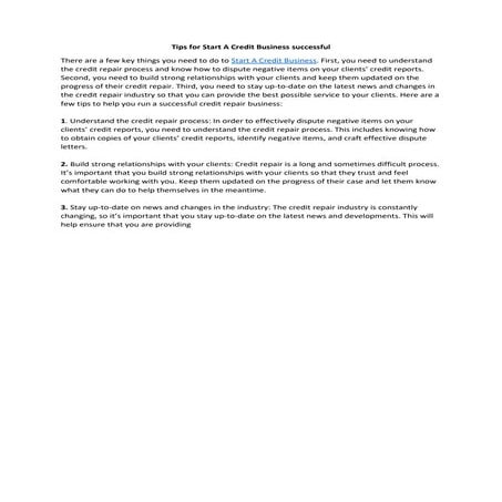 Credit Repair Business Plan Example | Upmetrics | PDF