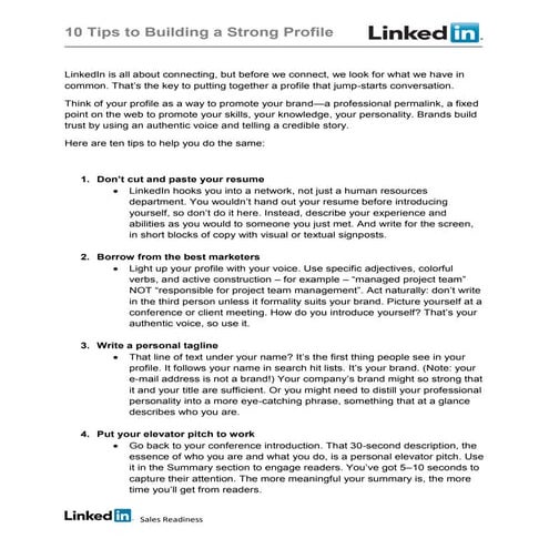 10 Tips to Building a Strong Profile