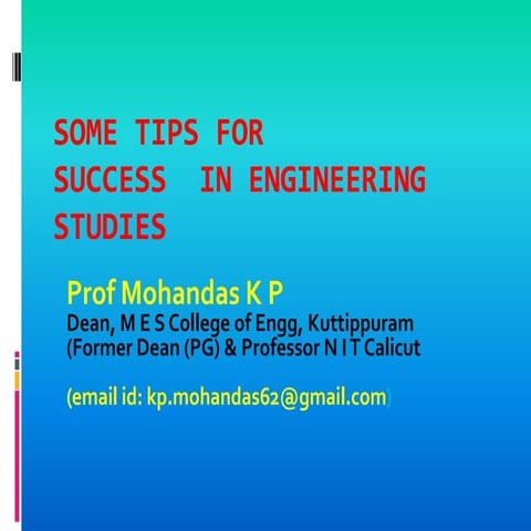 Success in Engineering Studies Presentation at IEEE Awareness Programme 