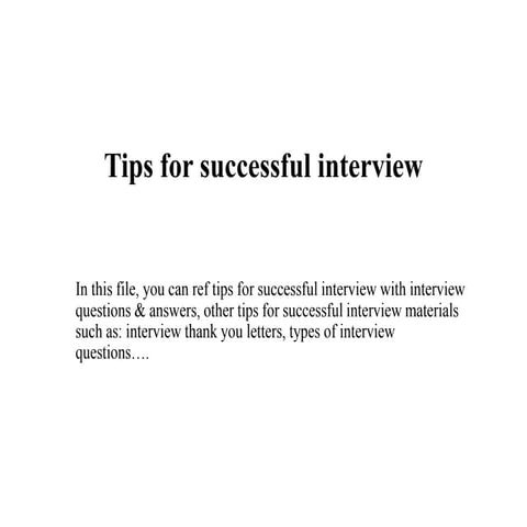 Tips for successful interview