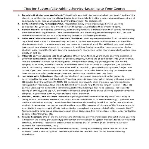 Tips for successfully adding sl to course