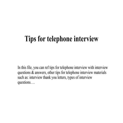 Tips for telephone interview