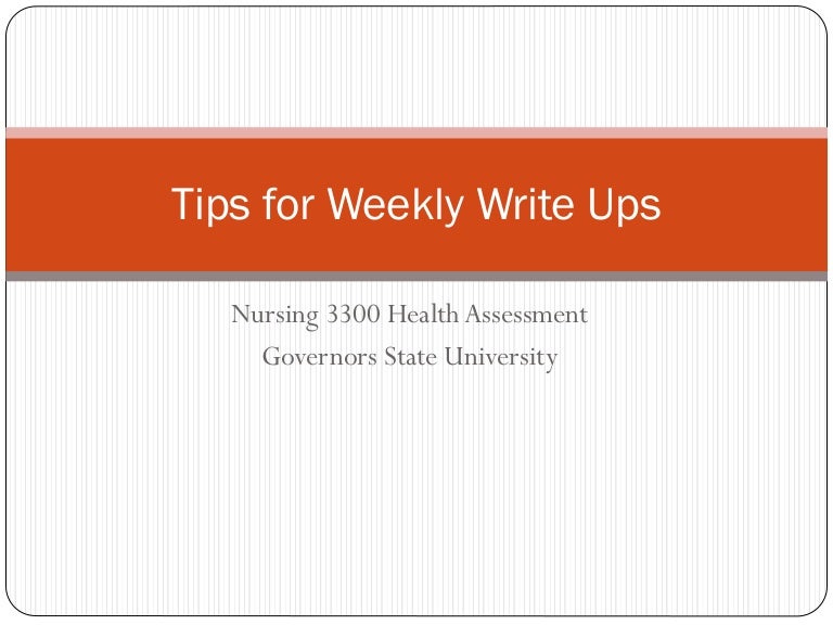 Tips for weekly write ups.fall2013